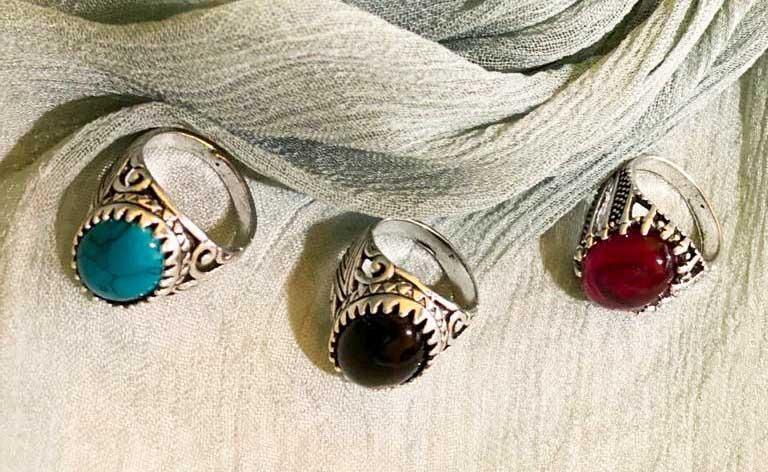 Turkish Design Fashion Stone Rings For Men - Pack Of 3
