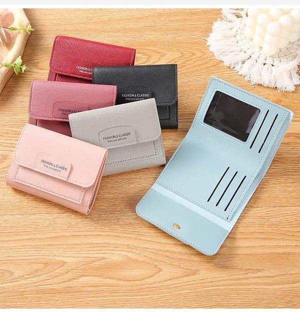 Stylish Women's PU Wallet - 1 Pc in Black, Grey, Blue, Pink